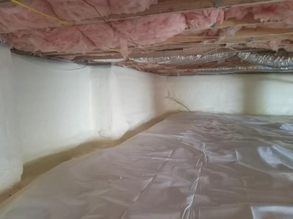 Crawl space encapsulation with closed-cell spray foam for Commercial Roof Restoration in Brookhaven